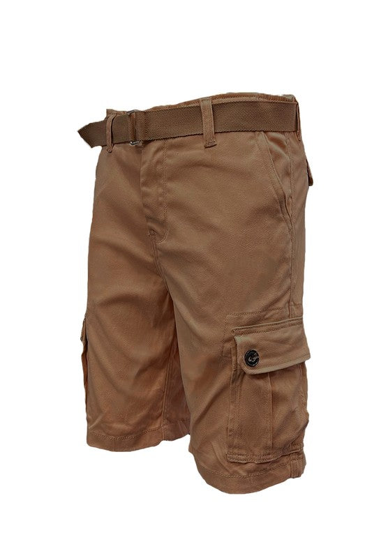 Weiv Men's Belted Cargo Shorts – Includes Belt, Waist 30–40 Mocha