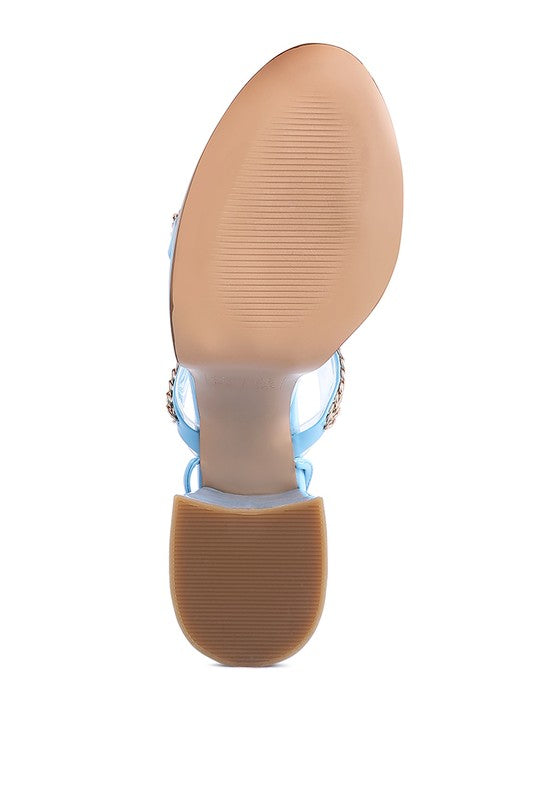 Rag & Co. Indulgence Metal Chain Lace Up Chunky Sandals