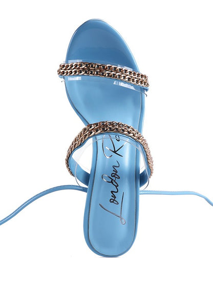 Rag & Co. Indulgence Metal Chain Lace Up Chunky Sandals