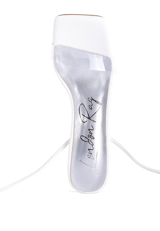 Scansta Lace-Up Diamante High Heel Sandal | Crystal Stud Block Heel Dress Shoe