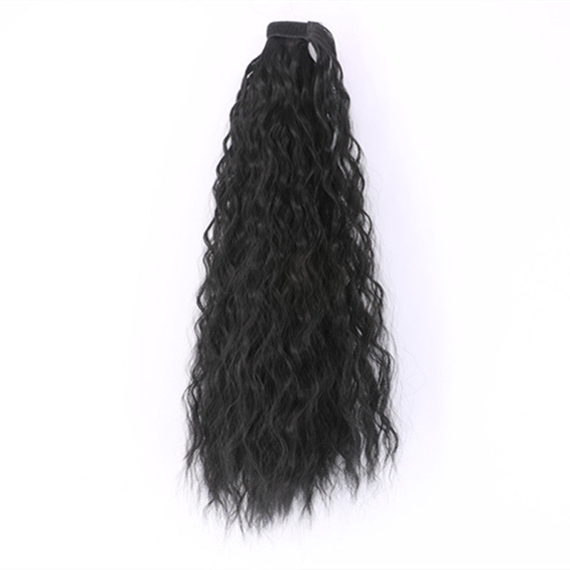 22-Inch Curly Corn Braid Ponytail Extension – Heat-Resistant Synthetic Hair Black