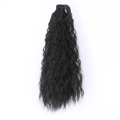 22-Inch Curly Corn Braid Ponytail Extension – Heat-Resistant Synthetic Hair Black