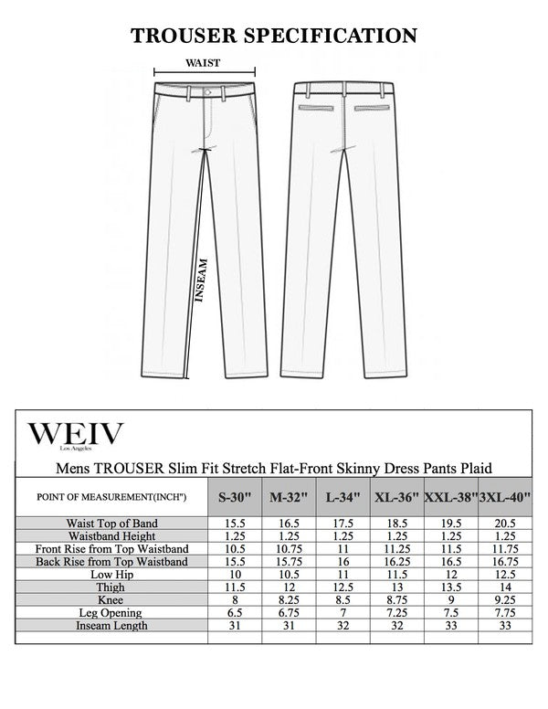 Weiv Men's Plaid Trouser Pants – Blue, Waist 30–40