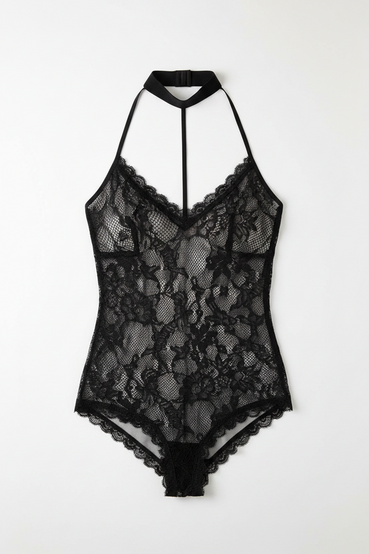 Cupid's Chokehold Lace Bodysuit Black OS