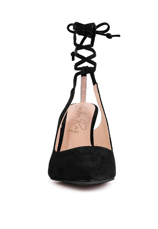 Rag & Co. Spiced Faux Suede Cut Out Heel Lace Up Sandals