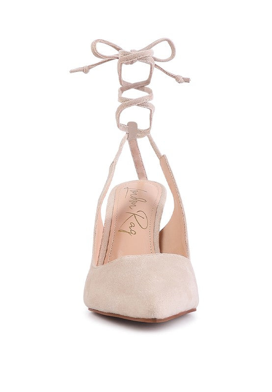 Rag & Co. Spiced Faux Suede Cut Out Heel Lace Up Sandals