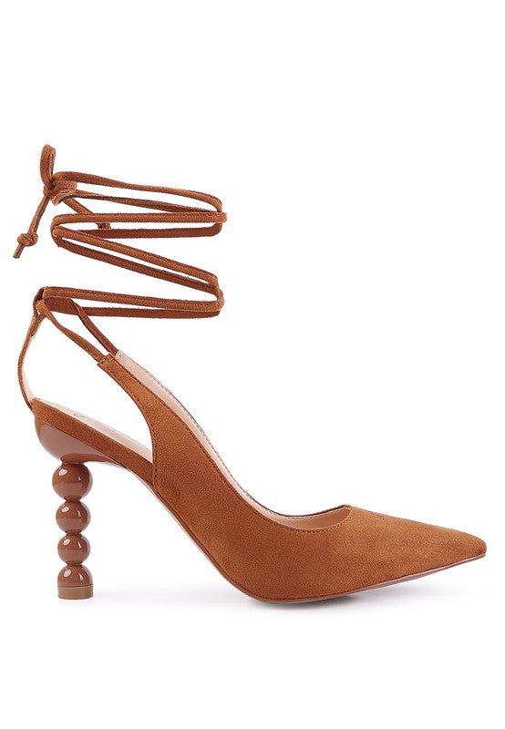 Rag & Co. Spiced Faux Suede Cut Out Heel Lace Up Sandals
