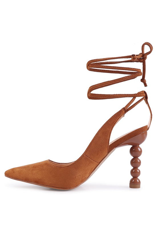 Rag & Co. Spiced Faux Suede Cut Out Heel Lace Up Sandals