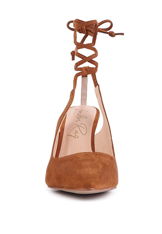Rag & Co. Spiced Faux Suede Cut Out Heel Lace Up Sandals
