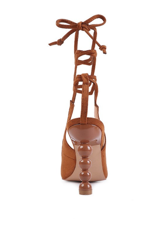 Rag & Co. Spiced Faux Suede Cut Out Heel Lace Up Sandals