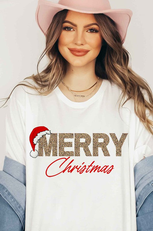 Festive Sparkle Merry Christmas Graphic Tee White
