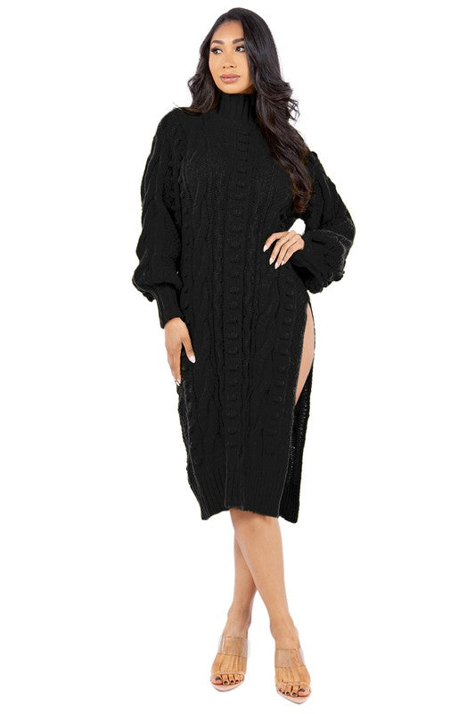 WOMEN FASHION SWEATER DRESS Black