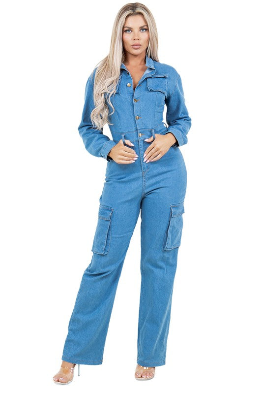 WOMEN FASHION DENIM JUMPSUIT Blue