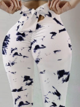 Women's Hip-Lift Slim Yoga Leggings – Stretch Fitness Pants, 9 Prints, S–XXL White