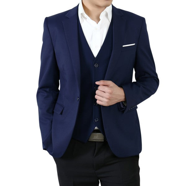 Men's One Button Slim Fit Business Blazer | Notched Lapel Daily Wear Jacket