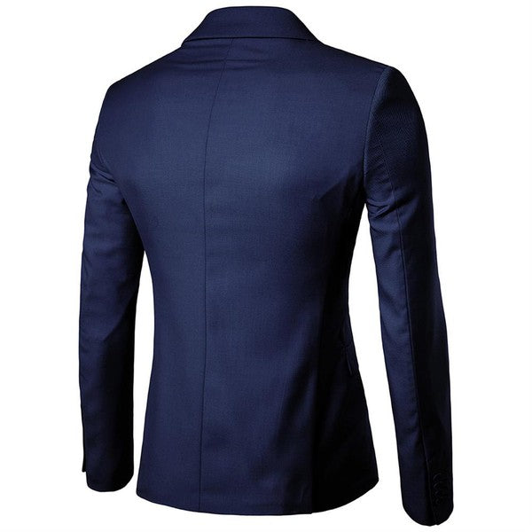 Men's One Button Slim Fit Business Blazer | Notched Lapel Daily Wear Jacket