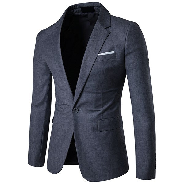 Men's One Button Slim Fit Business Blazer | Notched Lapel Daily Wear Jacket Dark gray 2XL