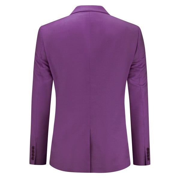 Men's Solid Color Single Vent 1-Button Blazer | Slim Fit Notched Lapel Jacket – Pink, Purple, Red & Caramel
