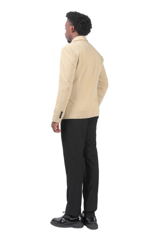 Men's Solid Color 1-Button Blazer | Notched Lapel Jetted Pocket Suit Jacket