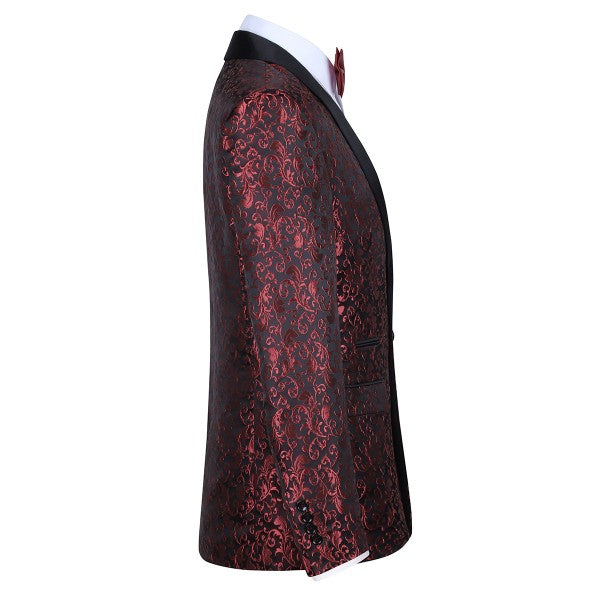 Mens Floral Embroidered 1 Button Tuxedo Jacket
