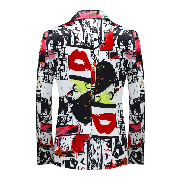 Men's Floral Print Slim Fit Blazer | 1-Button Notched Lapel Statement Jacket