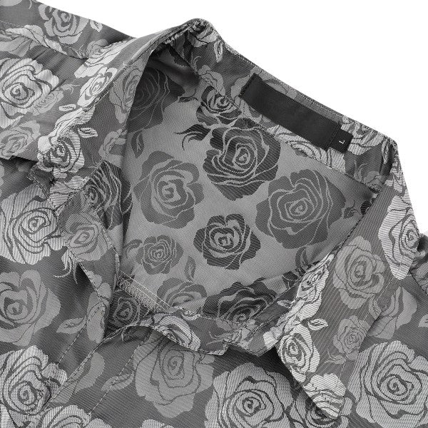 Men's Rose Jacquard Long Sleeve Shirt | Slim Fit Floral Button-Down Dress Shirt