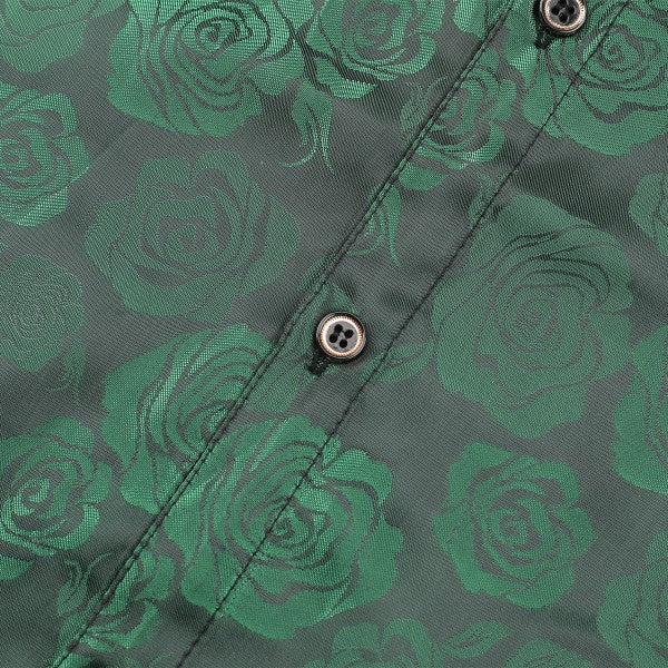 Men's Rose Jacquard Long Sleeve Shirt | Slim Fit Floral Button-Down Dress Shirt