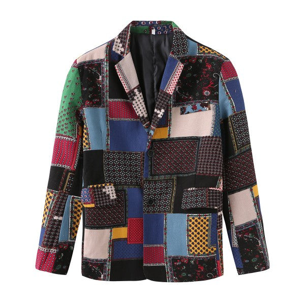 Men's Floral Print Notch Lapel Blazer | Slim Fit Fashion Jacket – Navy Blue, Sky Blue, Royal Blue & Multicolour