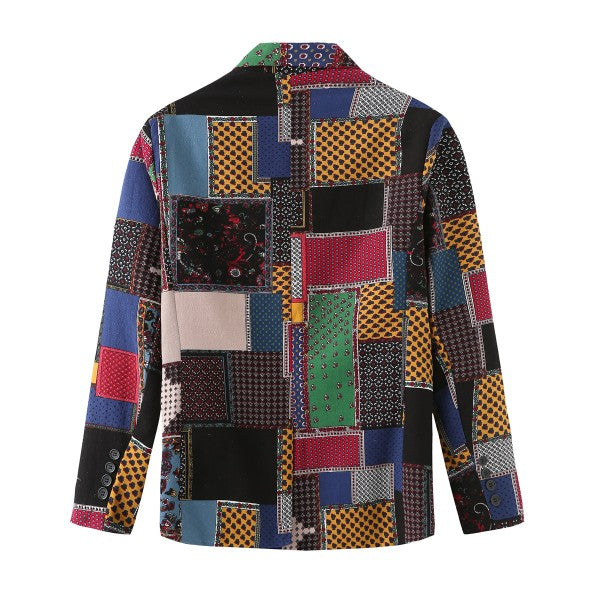 Men's Floral Print Notch Lapel Blazer | Slim Fit Fashion Jacket – Navy Blue, Sky Blue, Royal Blue & Multicolour