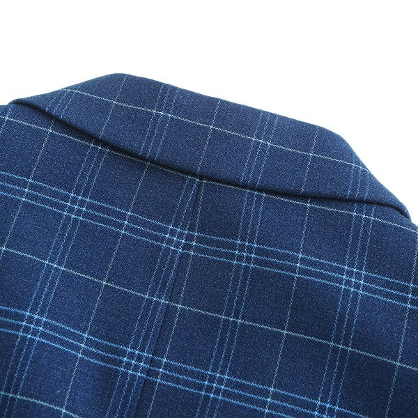 Men's Slim Fit Windowpane Check 1-Button Blazer | Notched Lapel Tweed Jacket – Navy Blue & Black