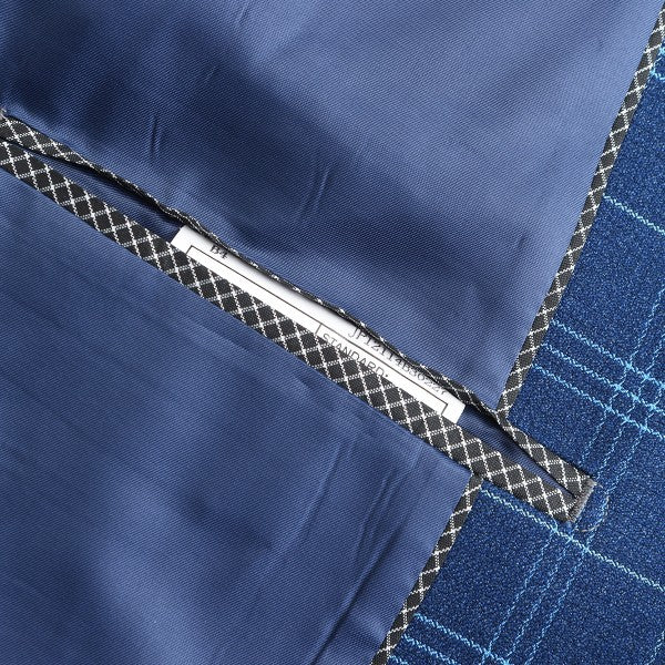 Men's Slim Fit Windowpane Check 1-Button Blazer | Notched Lapel Tweed Jacket – Navy Blue & Black