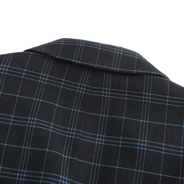 Men's Slim Fit Windowpane Check 1-Button Blazer | Notched Lapel Tweed Jacket – Navy Blue & Black
