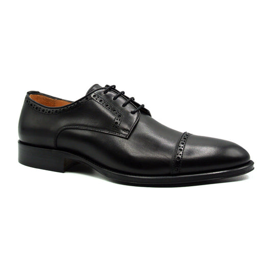 Zelli Italia Giovanni Men's Cap Toe Derby – Italian Calfskin, Black