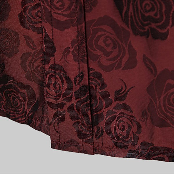 Men's Rose Jacquard Long Sleeve Shirt | Slim Fit Floral Button-Down Dress Shirt