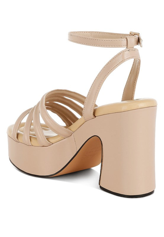 Rag & Co. Athla Strappy High Platform Block Heel Sandals – Beige