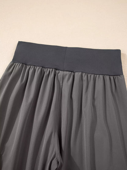 Elastic High Waist Pocketed Cargo Jogger Pants | Dark Gray