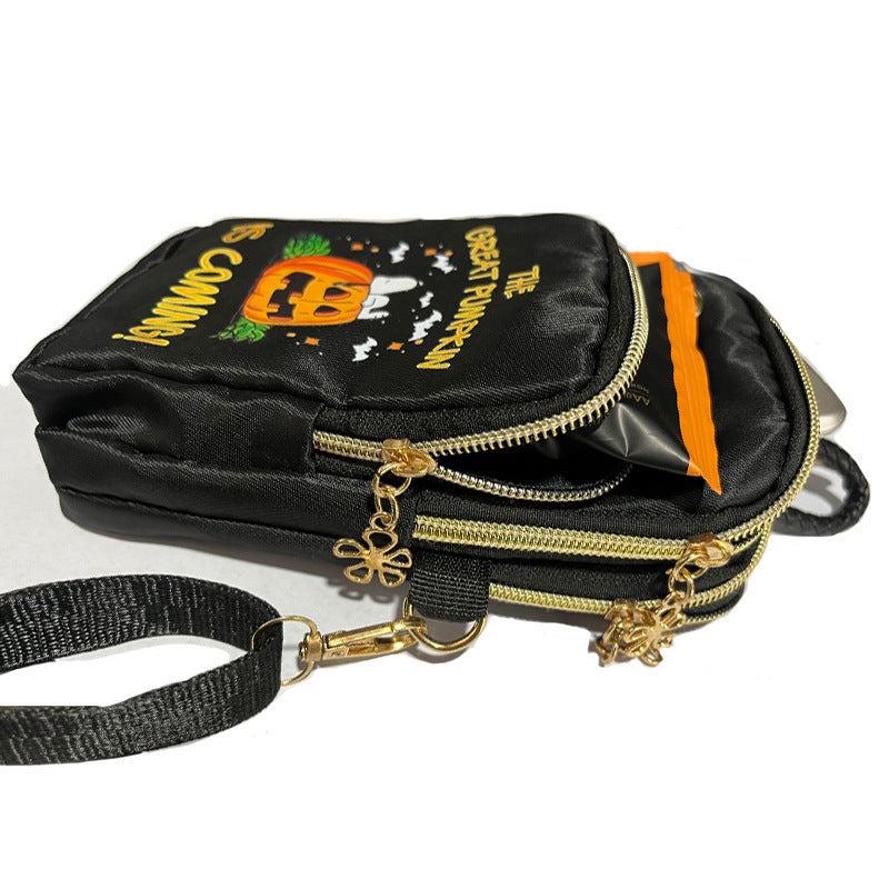 Halloween Pumpkin Mini Crossbody Bag – Waterproof Phone & Coin Purse for Kids & Women