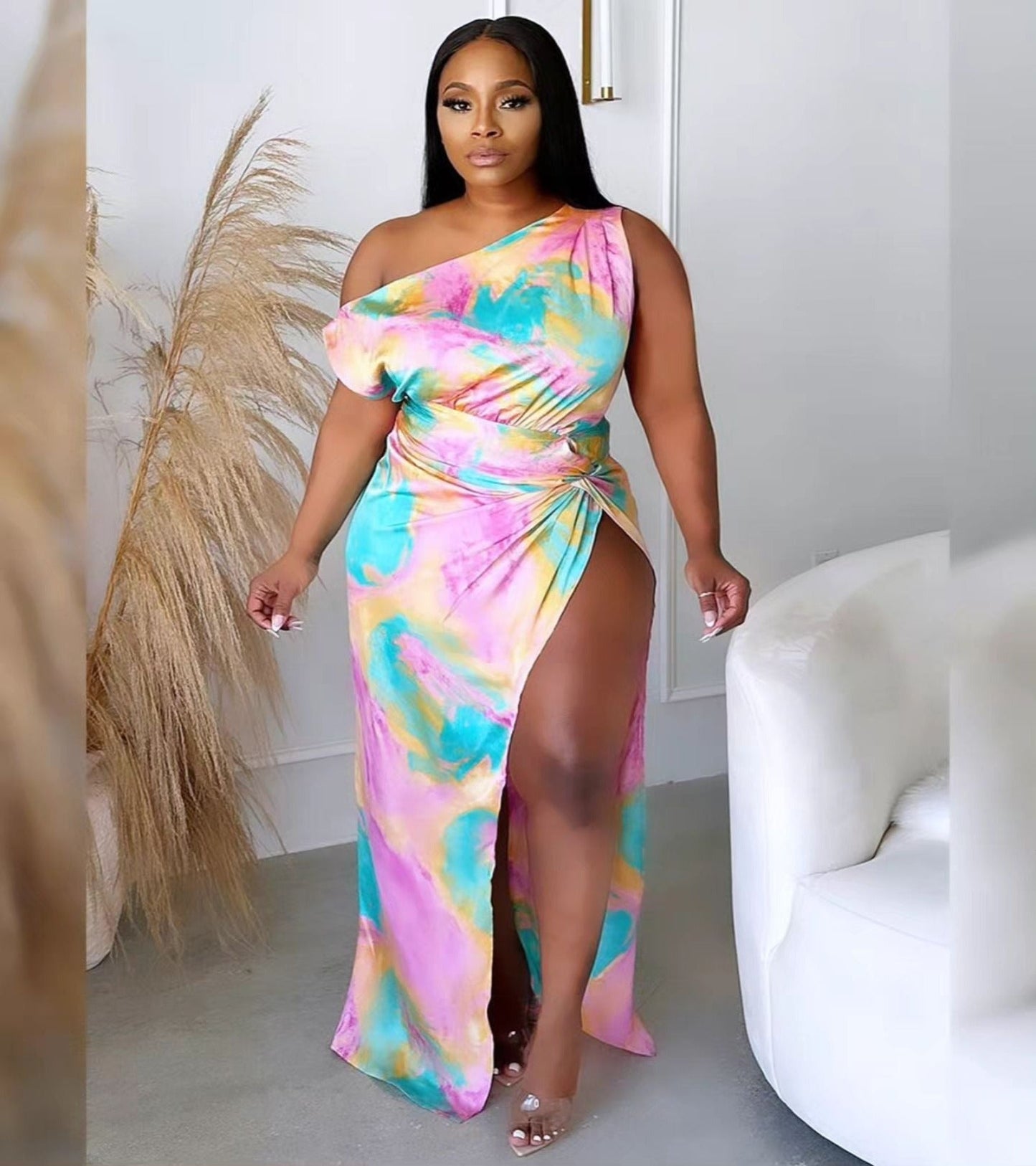 Aura Off Shoulder Maxi Dress - Plus Size Multicolor
