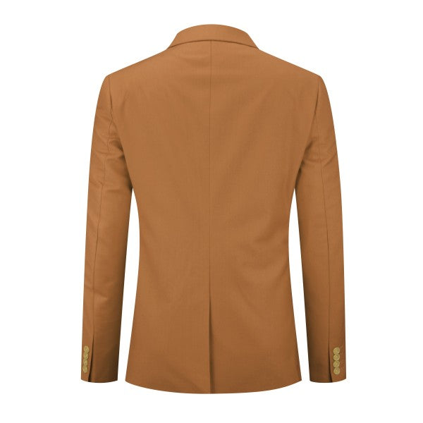 Men's Solid Color Single Vent 1-Button Blazer | Slim Fit Notched Lapel Jacket – Pink, Purple, Red & Caramel