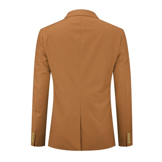 Men's Solid Color Single Vent 1-Button Blazer | Slim Fit Notched Lapel Jacket – Pink, Purple, Red & Caramel