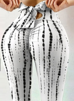 Women's Hip-Lift Slim Yoga Leggings – Stretch Fitness Pants, 9 Prints, S–XXL White Black