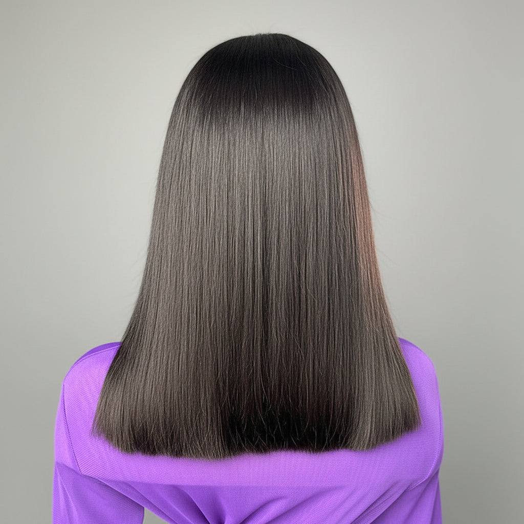 Double Drawn Bone Straight Human Hair Wig – 16 Inch, Heat-Dyeable