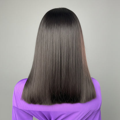 Double Drawn Bone Straight Human Hair Wig – 16 Inch, Heat-Dyeable