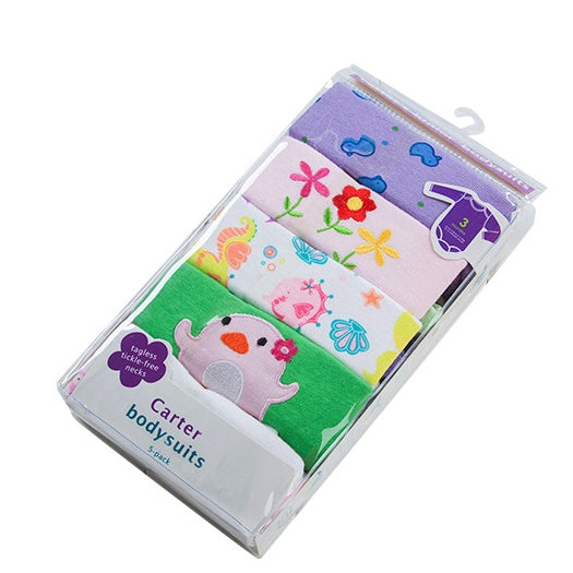 Baby Cotton Long-Sleeve Romper Onesie 5-Pack – Girl & Boy Sets, 3M–24M Girls Sets - 5 pieces
