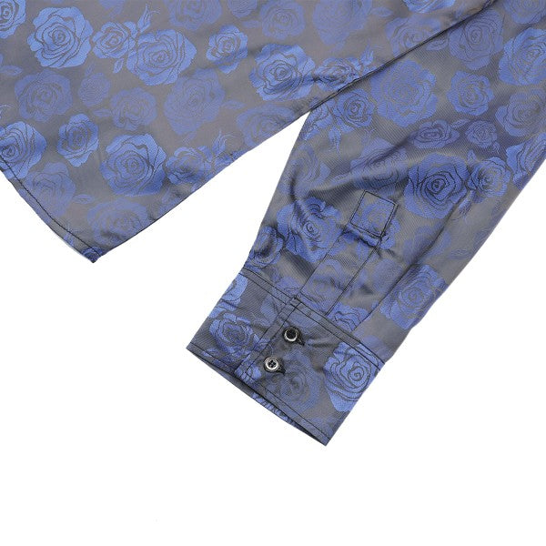 Men's Rose Jacquard Long Sleeve Shirt | Slim Fit Floral Button-Down Dress Shirt