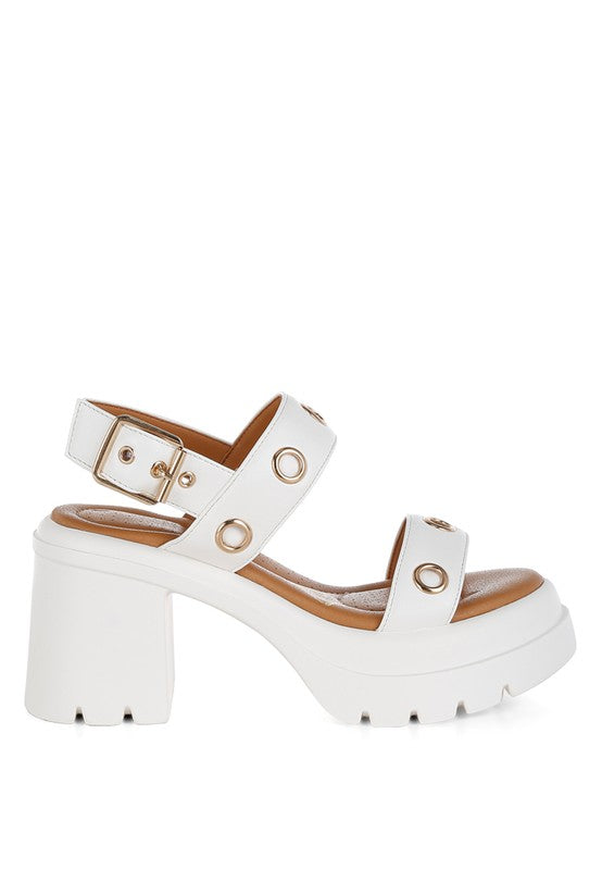 Rag & Co. Urla Eyelet Detail Platform Heel Sandals