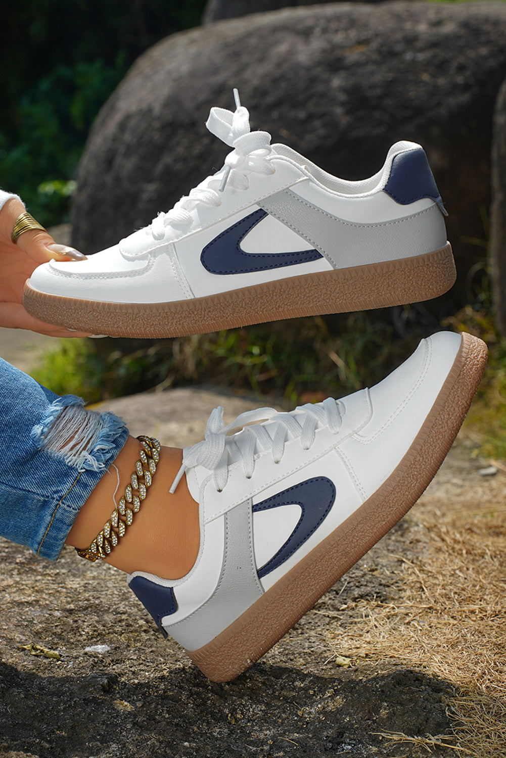 Elizabeth Leather Lace Up Sneakers by Threaded Pear
