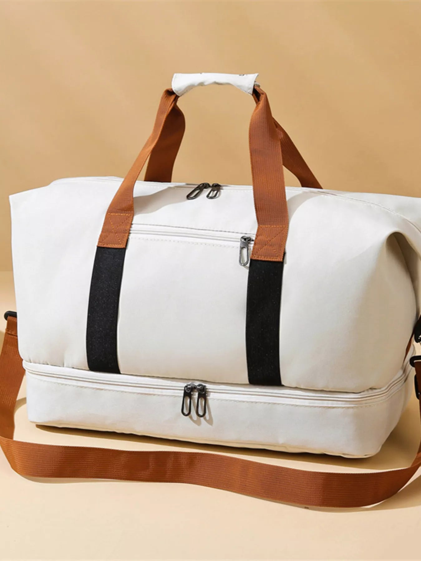 Multifunctional Waterproof Travel Duffel Bag Creamy-white One Size