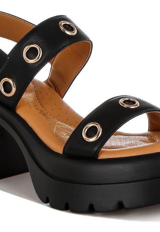 Rag & Co. Urla Eyelet Detail Platform Heel Sandals