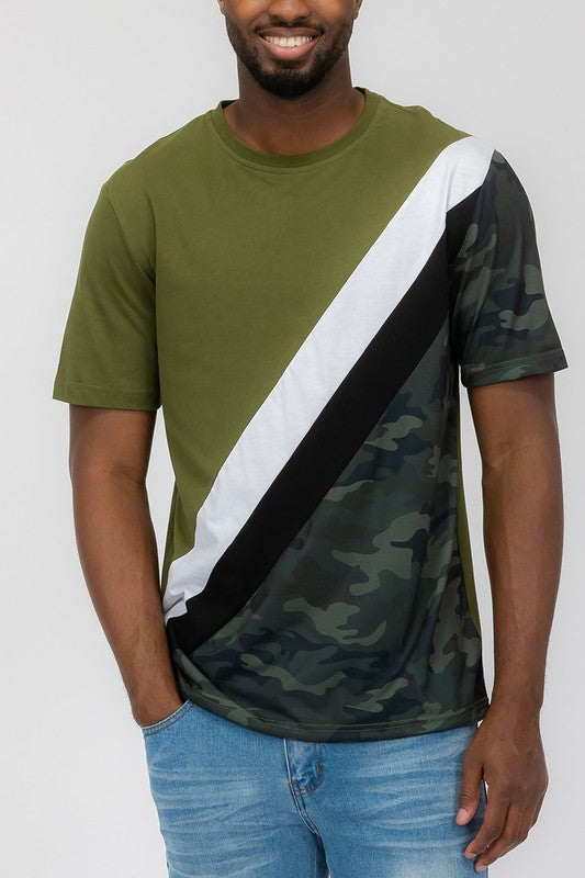 Men's Short Sleeve Camo Color Block T-Shirt
